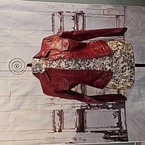 GAP burgundy leather trucker jacket